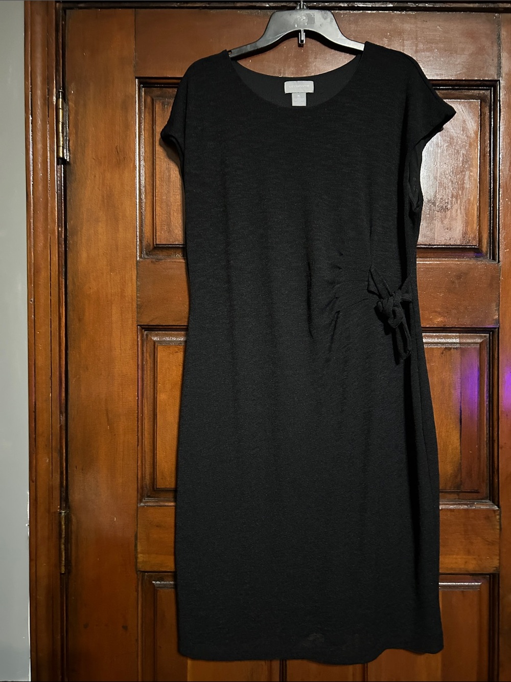 Liz Claiborne Black Short Sleeve Side-Tie Sheath Dress